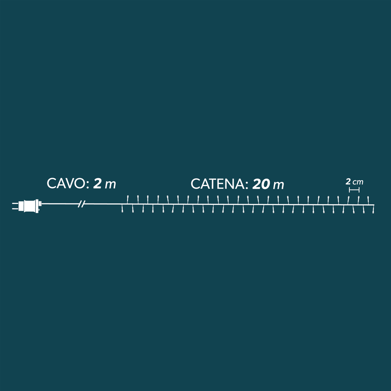 DICTROLUX - Catena Luminosa 1000 Led Bianco Freddo - 20 metri